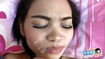 Jang with her face covered in cum