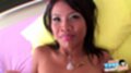 Moy with cum dripping from her mouth and onto her chest