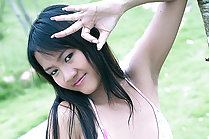 Cutie Amber Chan stripping during workout and playing with dildo